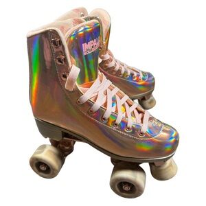 Marawa x Impala Roller Skates Pink Holographic Roller Skates with Shoulder Strap